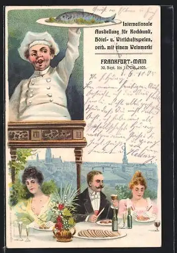 Lithographie Frankfurt /Main, Internationale Ausstellung für Kochkunst, Hotel- u. Wirtschaftsspeisen 1905