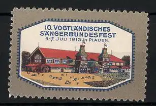 Reklamemarke Plauen, 10. Vogtländisches Sängerbundesfest 1913, Festhalle