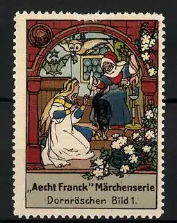 Reklamemarke Aecht Franck Märchenserie: Dornröschen, Bild 1