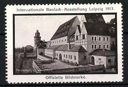 Reklamemarke Leipzig, Internationale Baufach-Ausstellung 1913, Pleissenburg mit Wallgraben