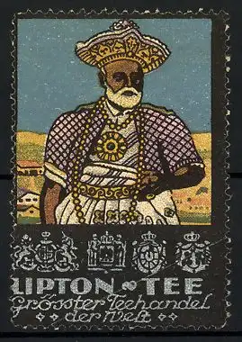 Reklamemarke Lipton-Tee, grösster Teehandel der Welt, Fürst aus Indien in Tracht