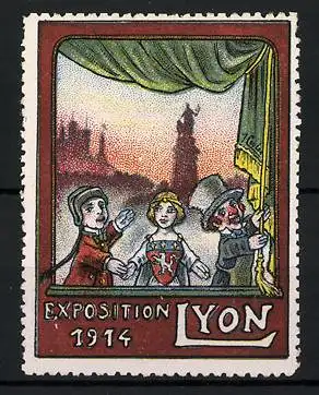 Reklamemarke Lyon, Exposition 1914, Puppentheater