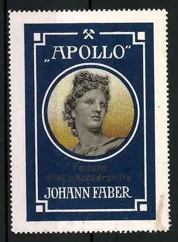 Reklamemarke Apollo - feinste Blei- und Kopierstifte, Johann Faber, Büste