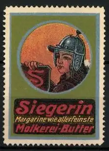 Reklamemarke Siegerin Molkerei-Butter, Ritterin mit Schild
