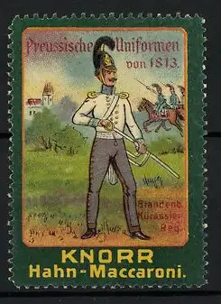 Reklamemarke Knorr Hahn-Maccaroni, Serie: Preussische Uniformen von 1813, Brandenb. Kürassier-Reg.