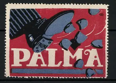 Reklamemarke Palma Schuhabsätze, Männerschuh tritt Absätze davon
