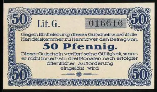Notgeld Hannover 1920, 50 Pfennig, florale Ornamente