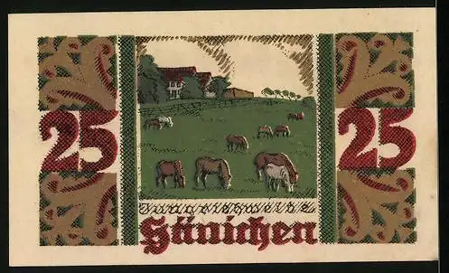 Notgeld Harzgerode 1921, 25 Pfennig, Wappen, Hänichen: Jungviehweide