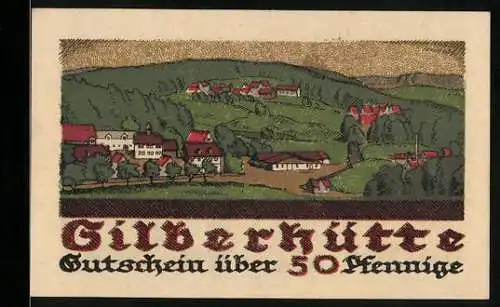 Notgeld Silberhütte 1921, 50 Pfennig, Bergmann, Gesamtansicht