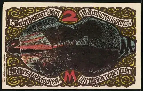 Notgeld Gross-Flottbek 1921, 2 Mark, Dingstätte mit Versammlung, Hünengrab