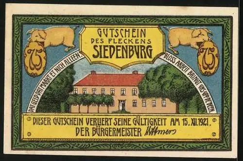 Notgeld Siedenburg, 75 Pfennig, Kleine Kirche