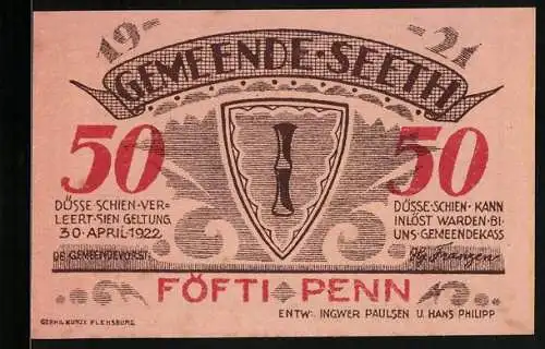 Notgeld Seeth, 50 Pfennig, Die alte Stapelholmer Bauernglocke