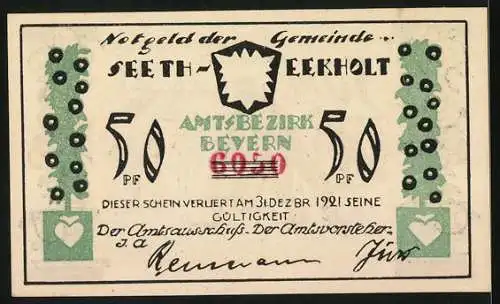 Notgeld Seeth-Eekholt, 50 Pfennig, Bauern mit Sicheln