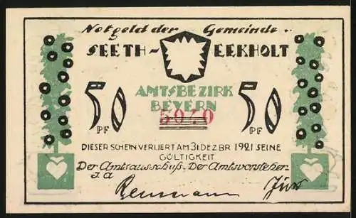Notgeld Seeth-Eekholt, 50 Pfennig, Bauer bei der Aussaat