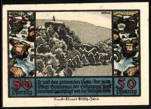 Notgeld Schwarzburg im Thür. Wald 1922, 50 Pfennig, Schloss auf dem Berg