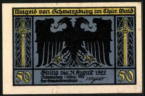 Notgeld Schwarzburg im Thür. Wald 1922, 50 Pfennig, Im Schlosshof