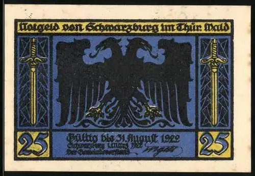 Notgeld Schwarzburg im Thür. Wald 1922, 25 Pfennig, Wildfütterungsplatz Sonnewalde
