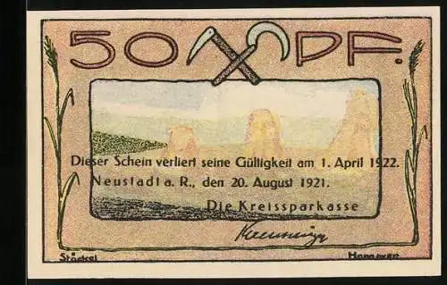 Notgeld Neustadt a. R. 1921, 50 Pfennig, Fabrik Sigmundshall