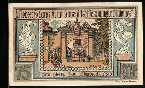 Notgeld Meiningen 1921, 75 Pfennig, Das Obere Tor