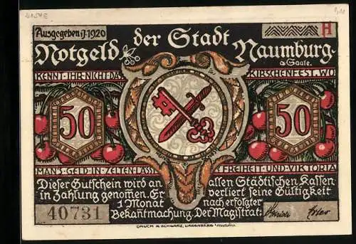 Notgeld Naumburg a. Saale 1920, 50 Pfennig, Kinder werden zu Prokop geführt