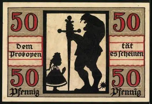 Notgeld Naumburg a. Saale 1920, 50 Pfennig, Kleines Mädchen und der Prokop