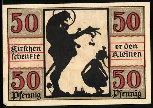 Notgeld Naumburg a. Saale 1920, 50 Pfennig, Der Prokop schenkt dem Mädchen Kirschen