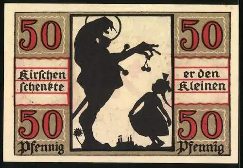 Notgeld Naumburg a. Saale 1920, 50 Pfennig, Das Mädchen bekommt Kirschen vom Prokop