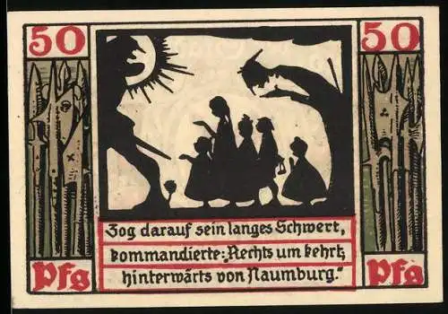 Notgeld Naumburg a. Saale 1920, 50 Pfennig, Prokop führt die Kinder aus der Stadt