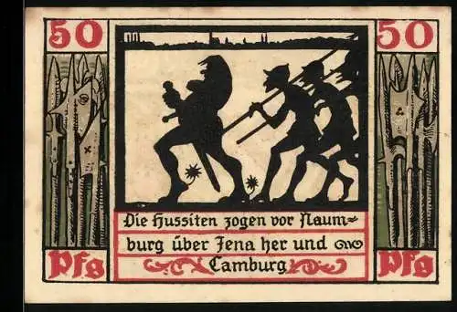 Notgeld Naumburg a. Saale 1920, 50 Pfennig, Die Hussiten ziehen auf