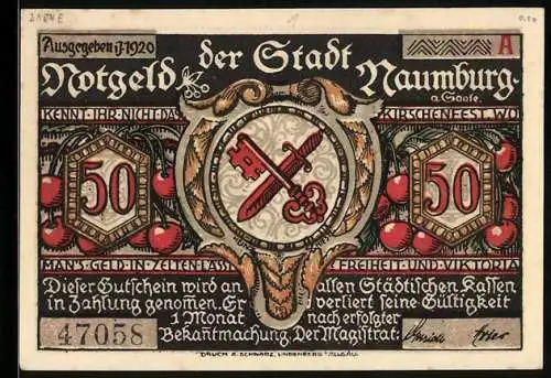 Notgeld Naumburg a. Saale 1920, 50 Pfennig, Die Hussiten erscheinen