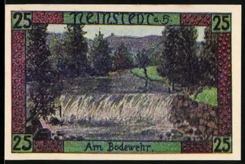Notgeld Neinstedt 1921, 25 Pfennig, Am Bodewehr