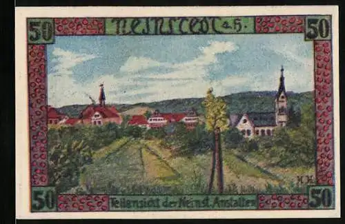 Notgeld Neinstedt 1921, 50 Pfennig, Teilansicht der Neinst. Anstalten