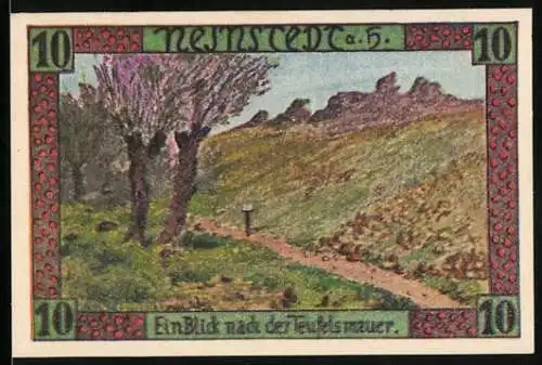 Notgeld Neinstedt 1921, 10 Pfennig, Blick nach der Teufelsmauer