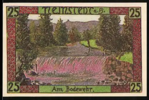 Notgeld Neinstedt 1921, 25 Pfennig, Partie am Bodewehr