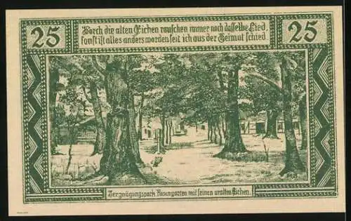 Notgeld Neuhaus a. Elbe 1921, 25 Pfennig, Im Vergnügungspark Rosengarten