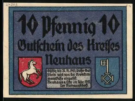 Notgeld Neuhaus 1921, 10 Pfennig, Die Wasserträgerin