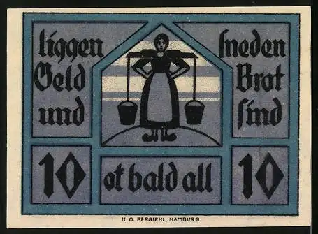 Notgeld Neuhaus 1921, 10 Pfennig, Die Wasserträgerin