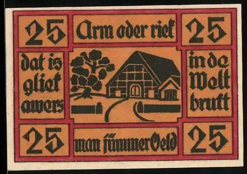 Notgeld Neuhaus 1921, 25 Pfennig, Einfahrt zum Gutshof