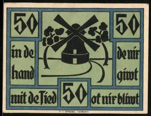 Notgeld Neuhaus 1921, 50 Pfennig, Die Windmühle