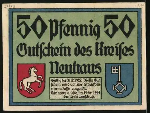 Notgeld Neuhaus 1921, 50 Pfennig, Die Windmühle