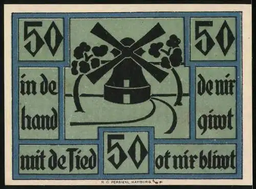 Notgeld Neuhaus 1921, 50 Pfennig, Blick auf die Windmühle