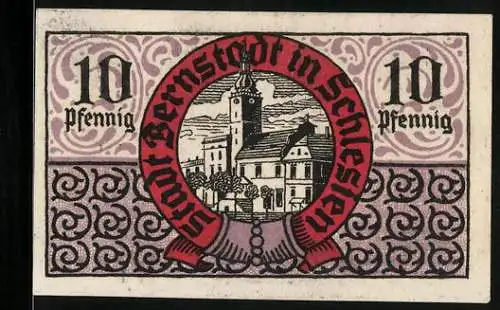 Notgeld Bernstadt i. Schl., 10 Pfennig, Das Rathaus