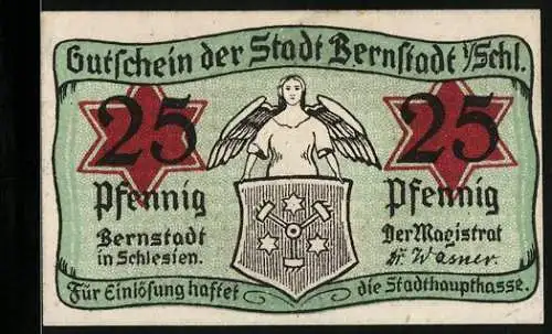 Notgeld Bernstadt i. Schl., 25 Pfennig, Das Rathaus