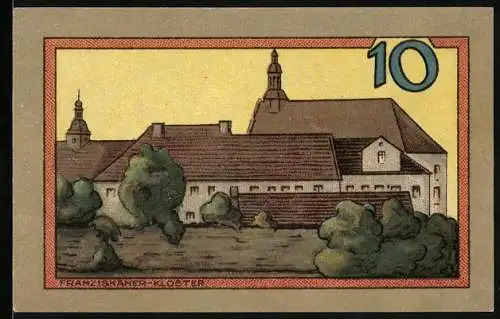 Notgeld Leobschütz, 10 Pfennig, Franziskaner-Kloster