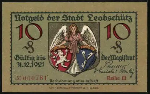 Notgeld Leobschütz, 10 Pfennig, Franziskaner-Kloster