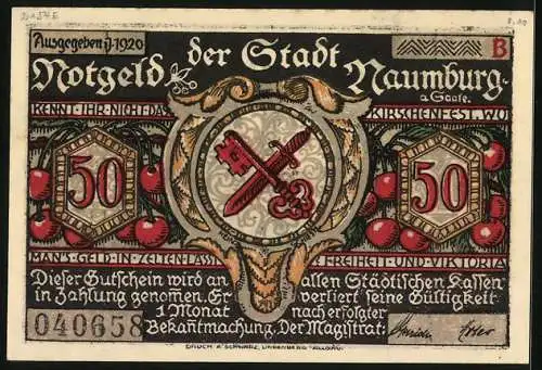 Notgeld Naumburg a. Saale 1920, 50 Pfennig, Beratschlagung der Ratsherren