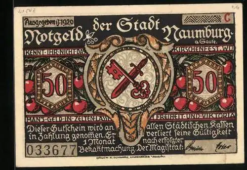 Notgeld Naumburg a. Saale 1920, 50 Pfennig, Die Speere der feindlichen Armee