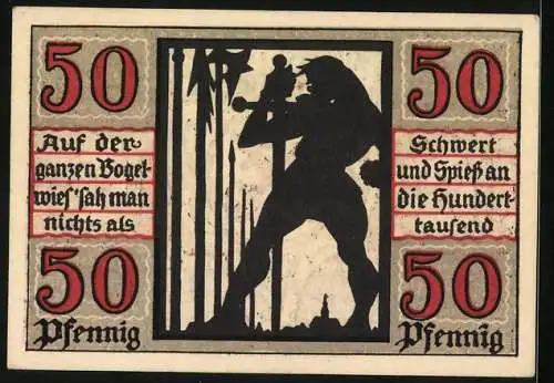 Notgeld Naumburg a. Saale 1920, 50 Pfennig, Die Speere der feindlichen Armee