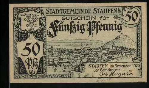 Notgeld Staufen im Breisgau 1920, 50 Pfennig, Sage des Doctor Faustus