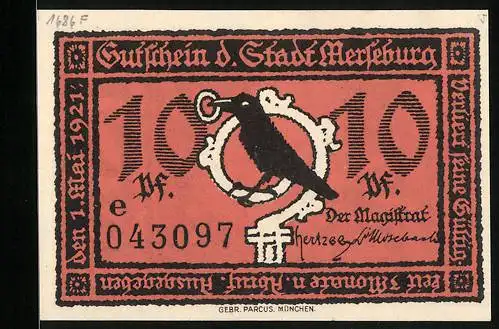 Notgeld Merseburg 1921, 10 Pfennig, Wilhelm der Geigenherzog